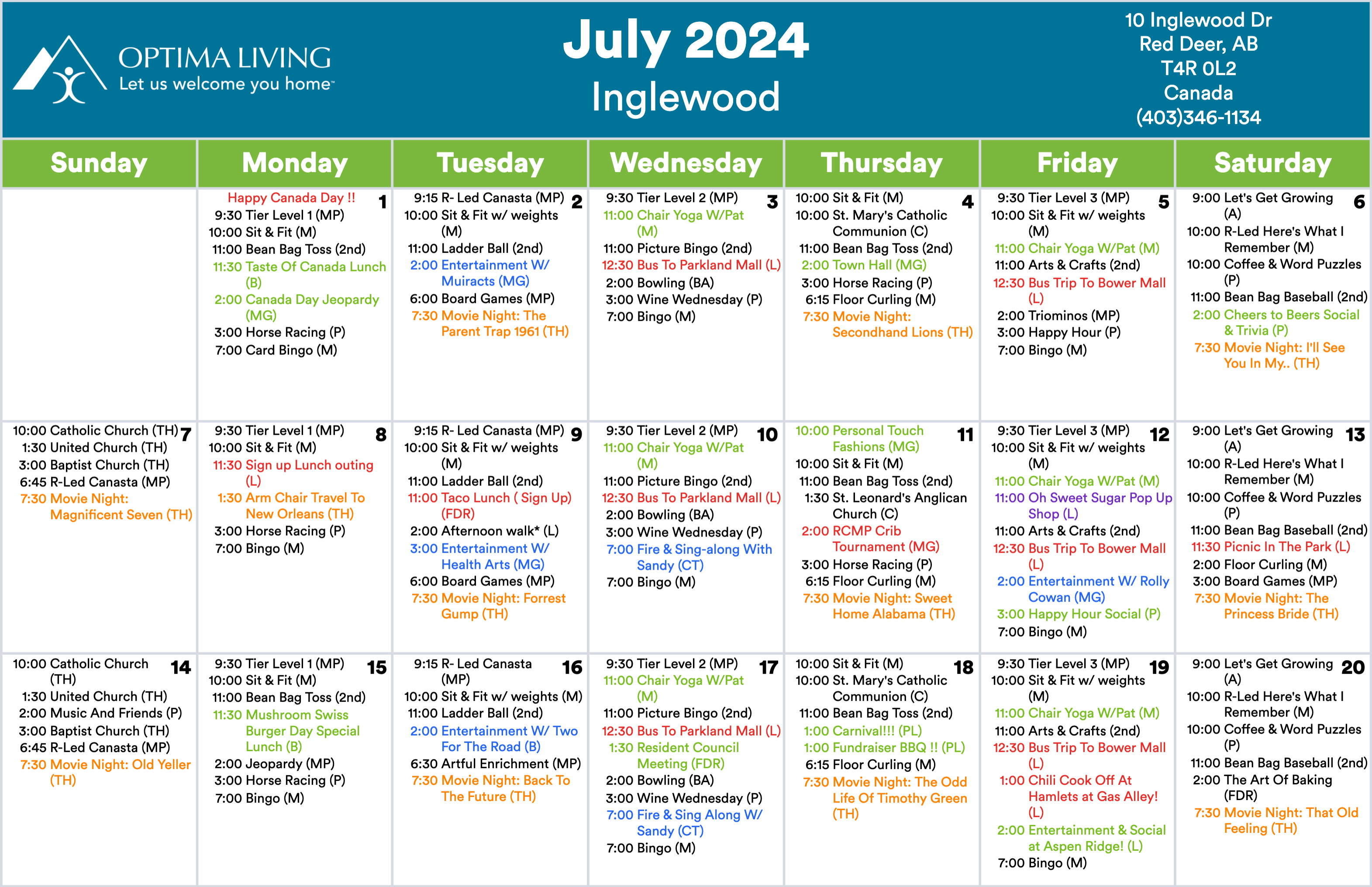 Inglewood July 1 - 20 2024 event calendar
