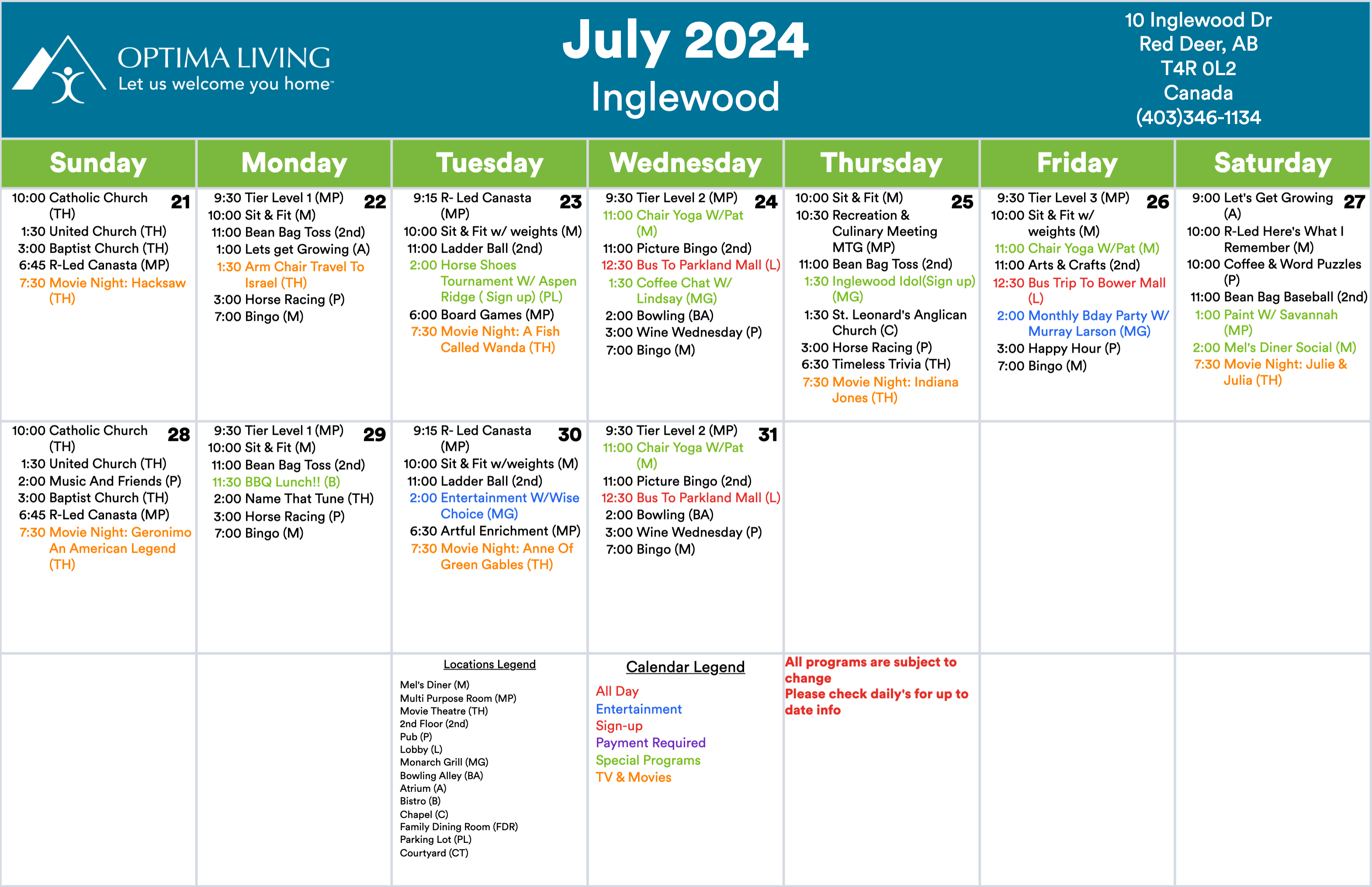 Inglewood July 21 - 31 2024 event calendar