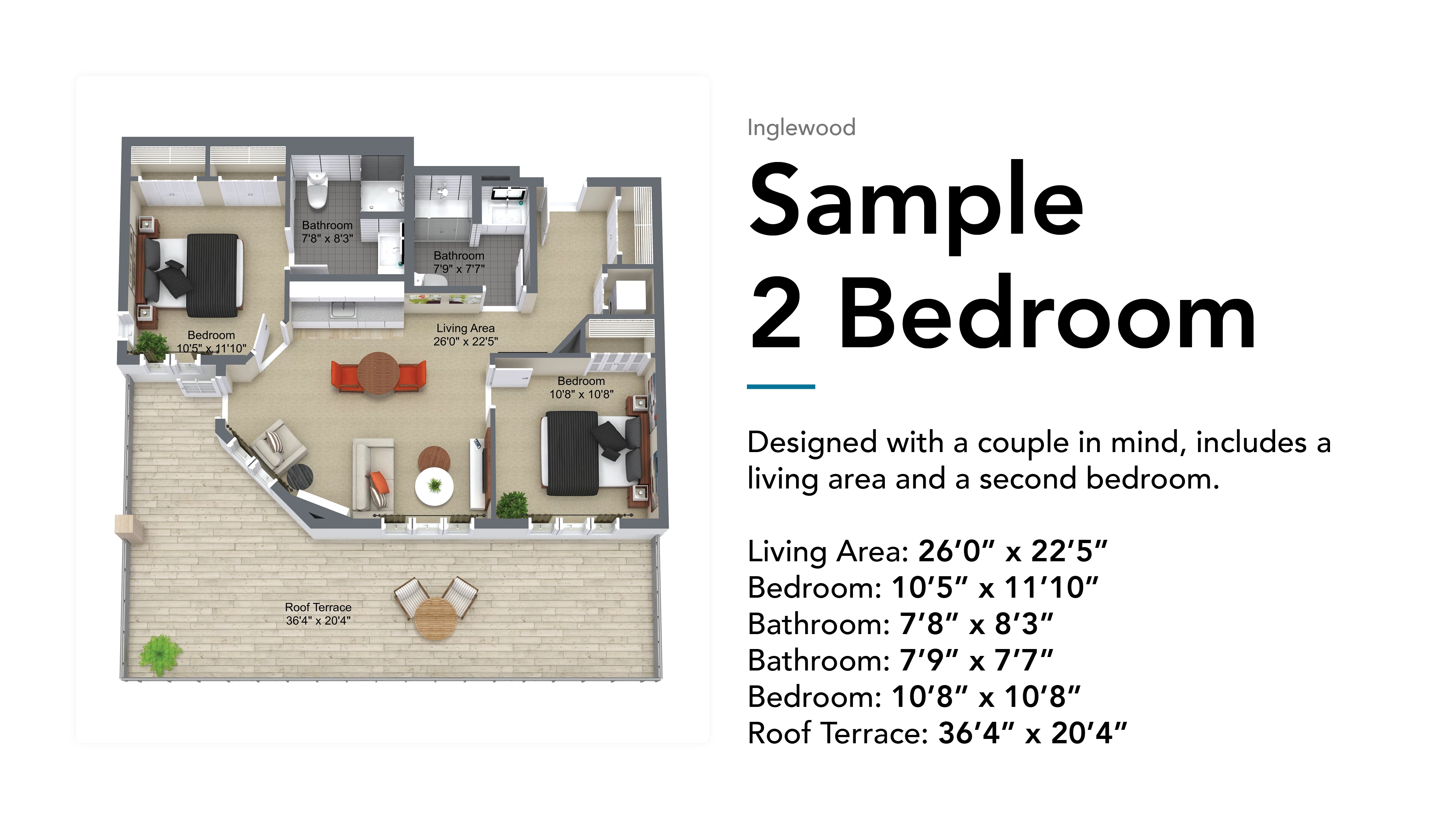 Inglewood Sample 2 Bedroom Floor Plan